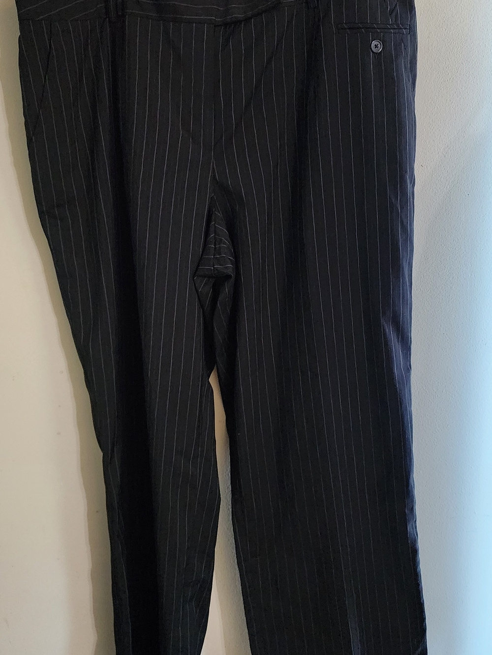 New Directions Woman Black Pinstripe Elastic Back Trouser Pants Size 20W